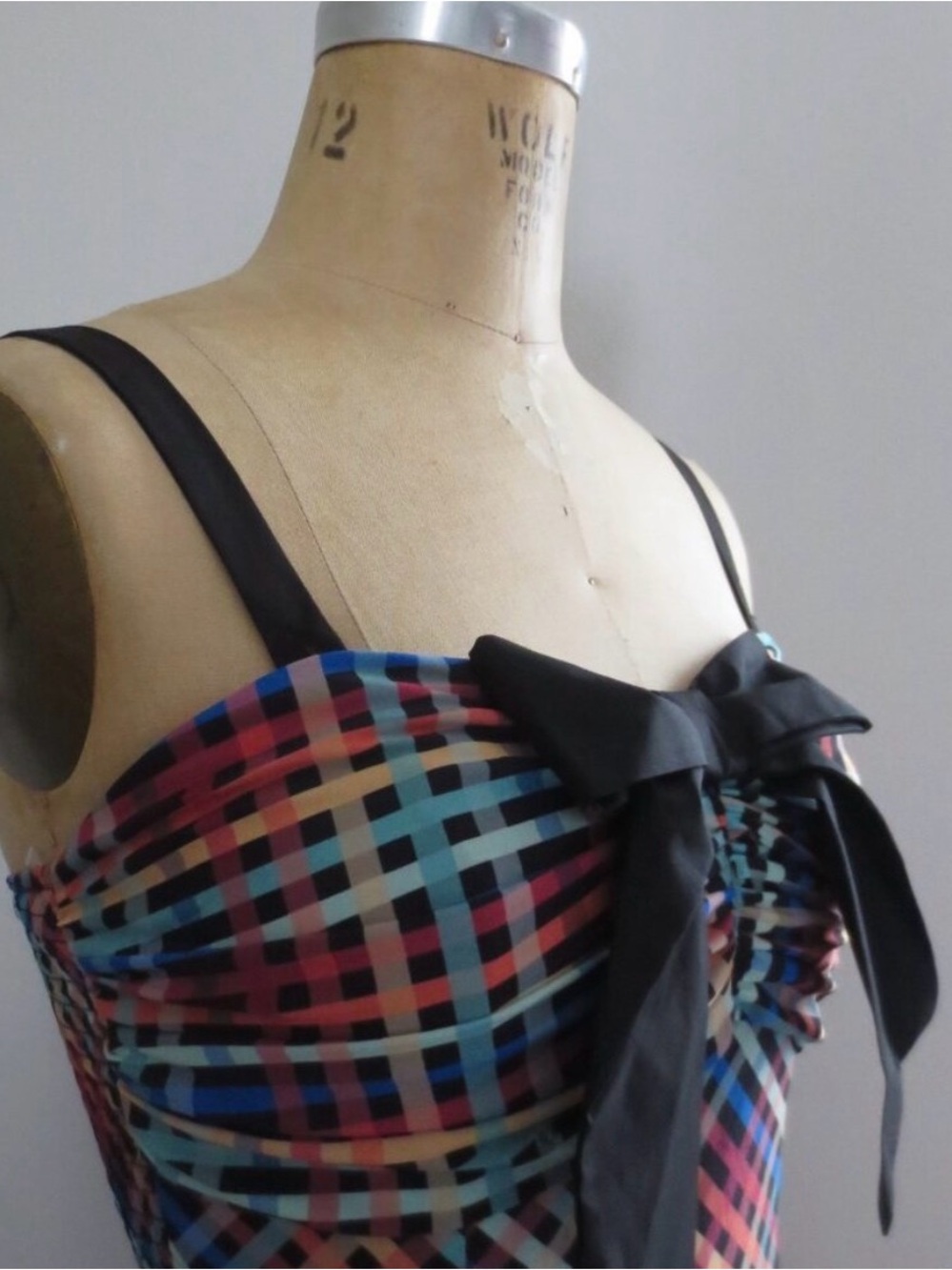 Unique Vintage NWT Madras Rainbow Print Sun Dress Retro 1940s 1950s Style sz Lg - Picture 3 of 11